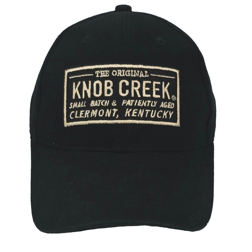 Knob Creek Bourbon Whiskey Hat Small Batch Unisex Black Leather Strapback‎ Cap